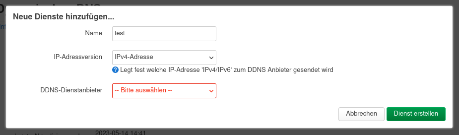 Einen neuen Dienst in ddns-scripts eintragen